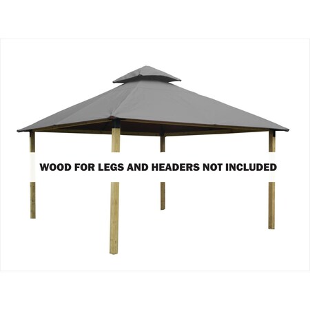 Acacia 14 sq. ft. Gazebo Roof Framing & Mounting Kit with Mist Gray Sundura Canopy AGK14-SD MIST GRAY